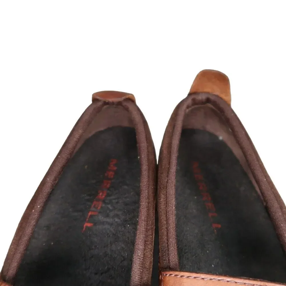 Merrell Shoes Women 7 Mary Jane Wedge Leather Plaza Bandeau Casual Comfort Brown